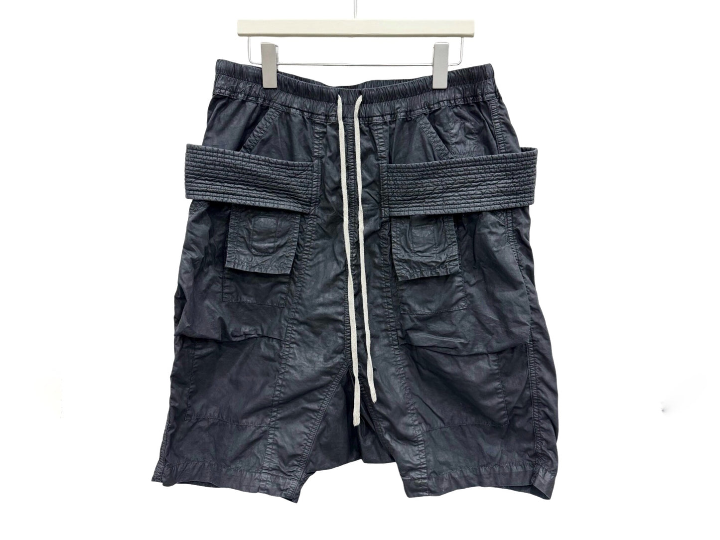 Rick Owens DRKSHDW Black Waxed Creatch Cargo Short SS15