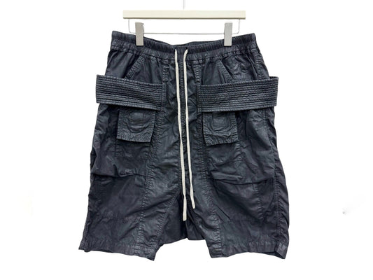 Rick Owens DRKSHDW Black Waxed Creatch Cargo Short SS15