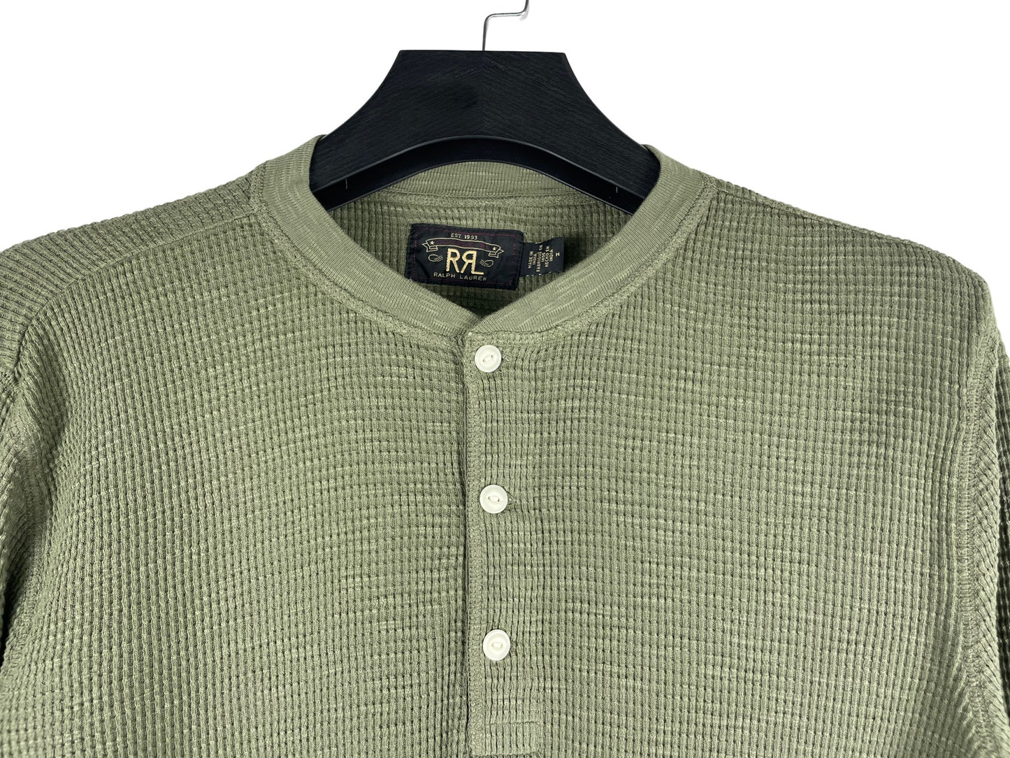 RRL Garment-Dyed Waffle-Knit Henley Shirt