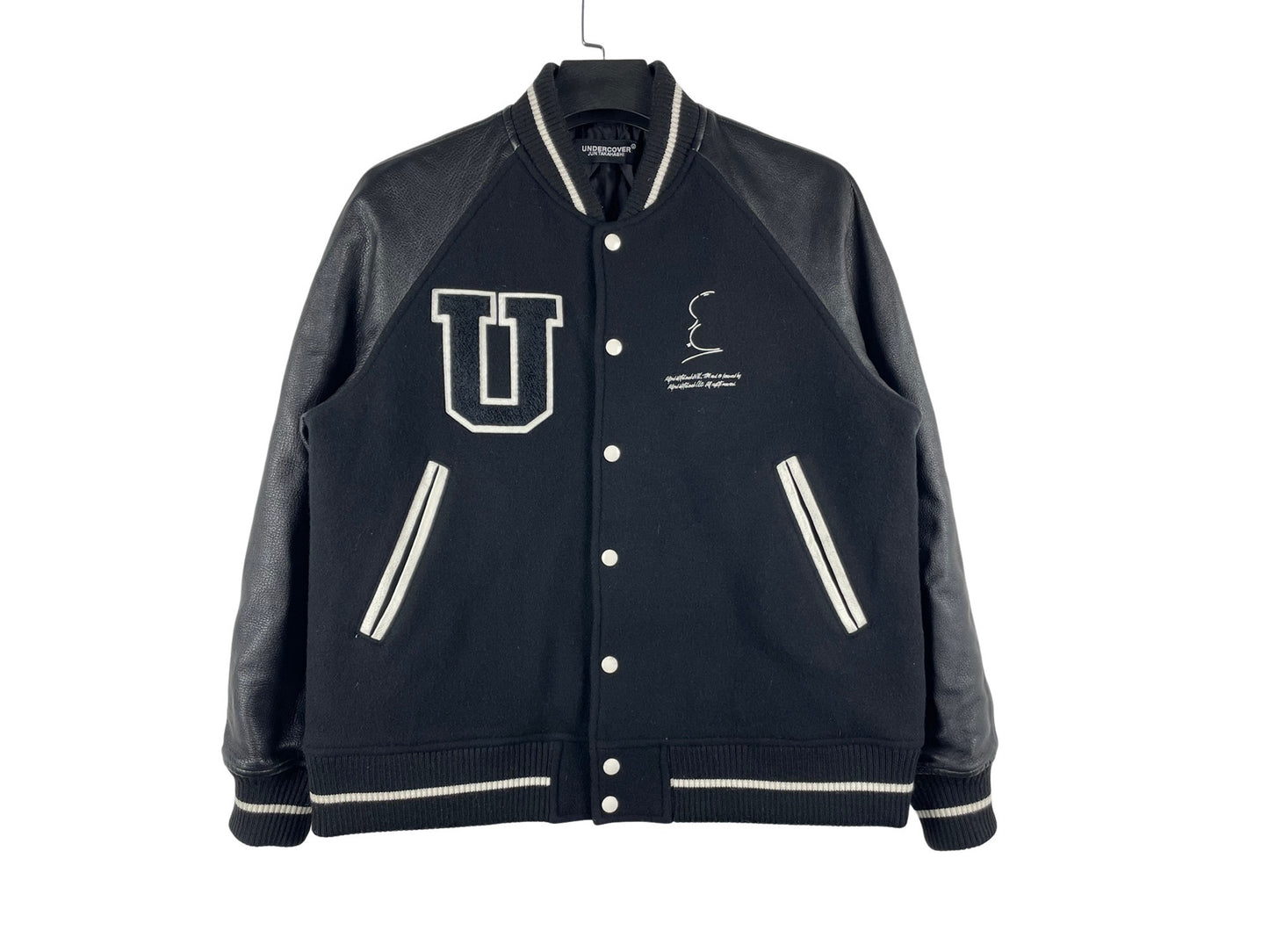 Undercover Hitchcock Graphic Leather Varsity Jacket