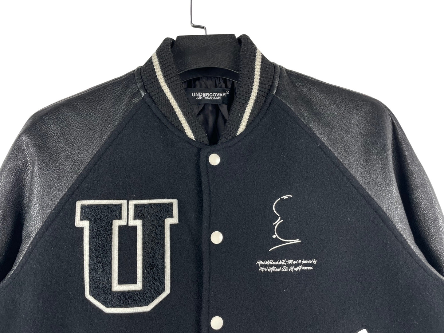 Undercover Hitchcock Graphic Leather Varsity Jacket