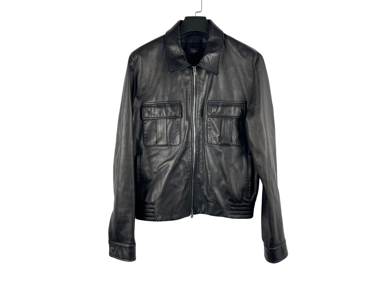 AMIRI Embroidered Collar Leather Jacket