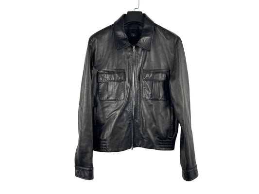 AMIRI Embroidered Collar Leather Jacket