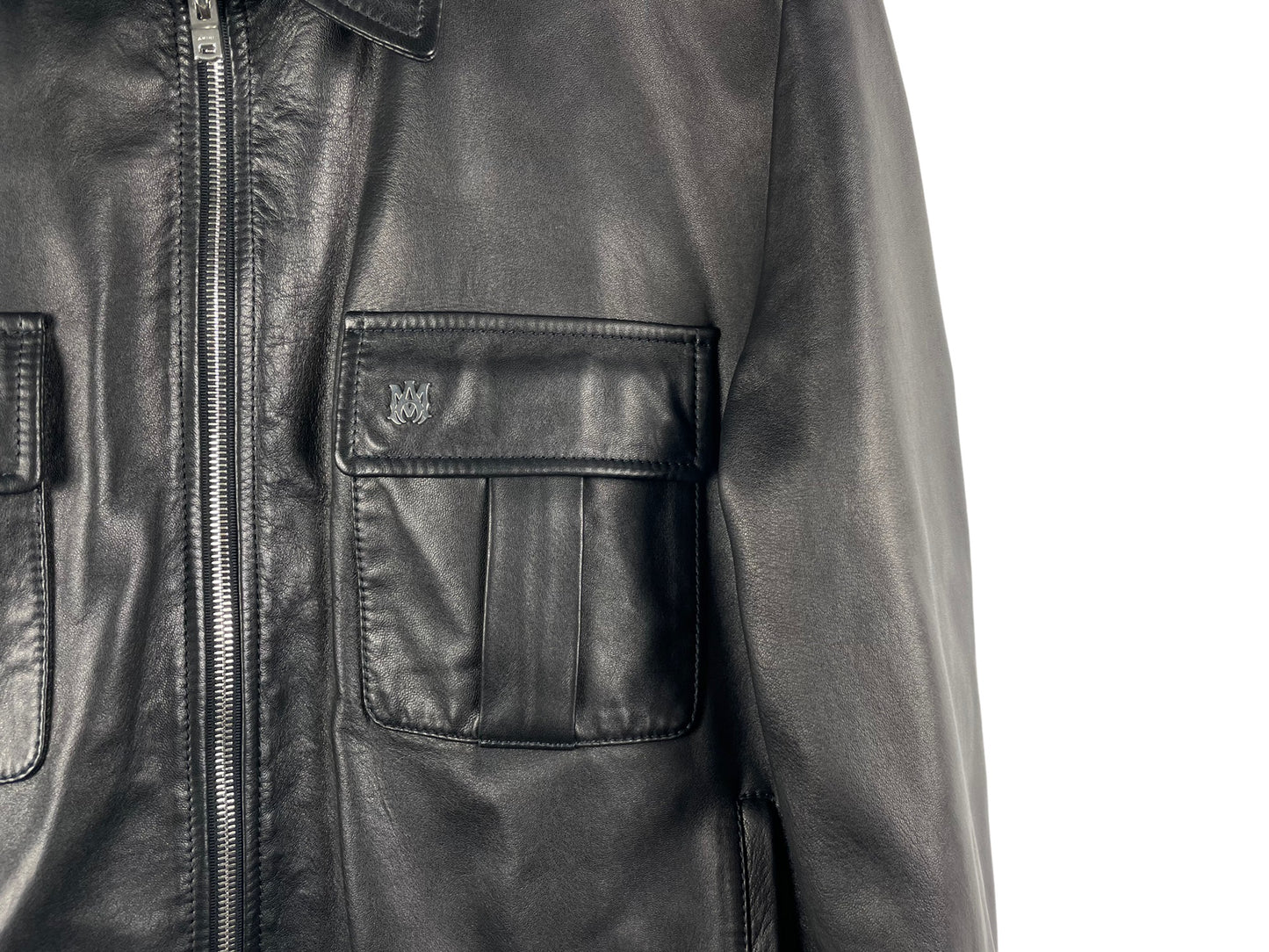 AMIRI Embroidered Collar Leather Jacket