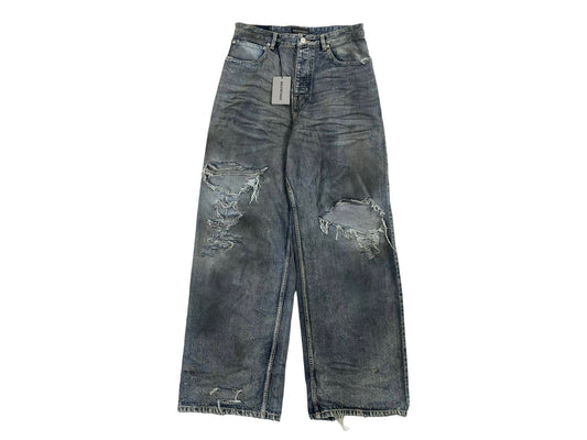 Balenciaga Mud Oil Spilled Destroyed Baggy Jeans SS23