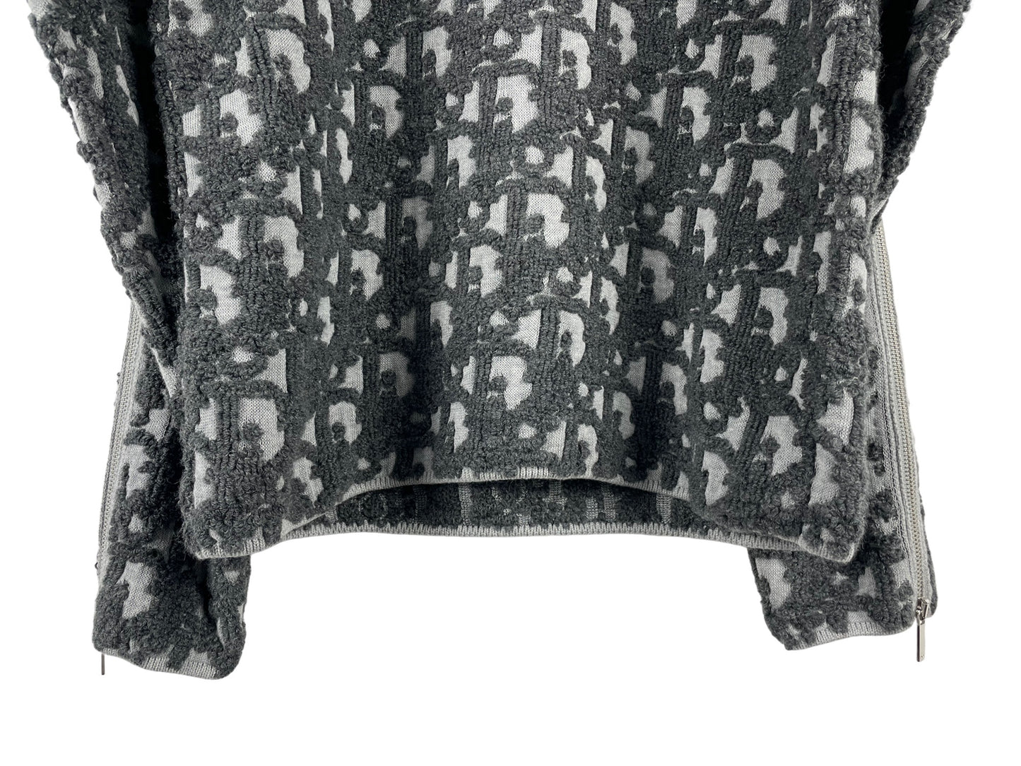 Dior Zip Details Oblique Sweater Gray