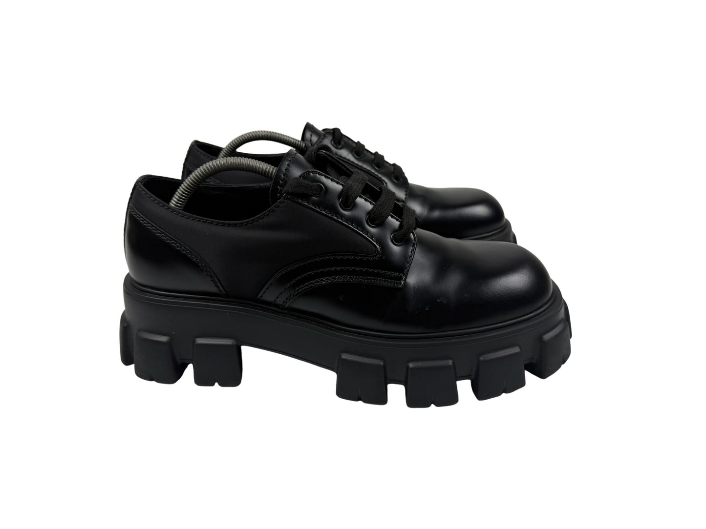 Prada Monolith Brushed Leather Derby Shoes