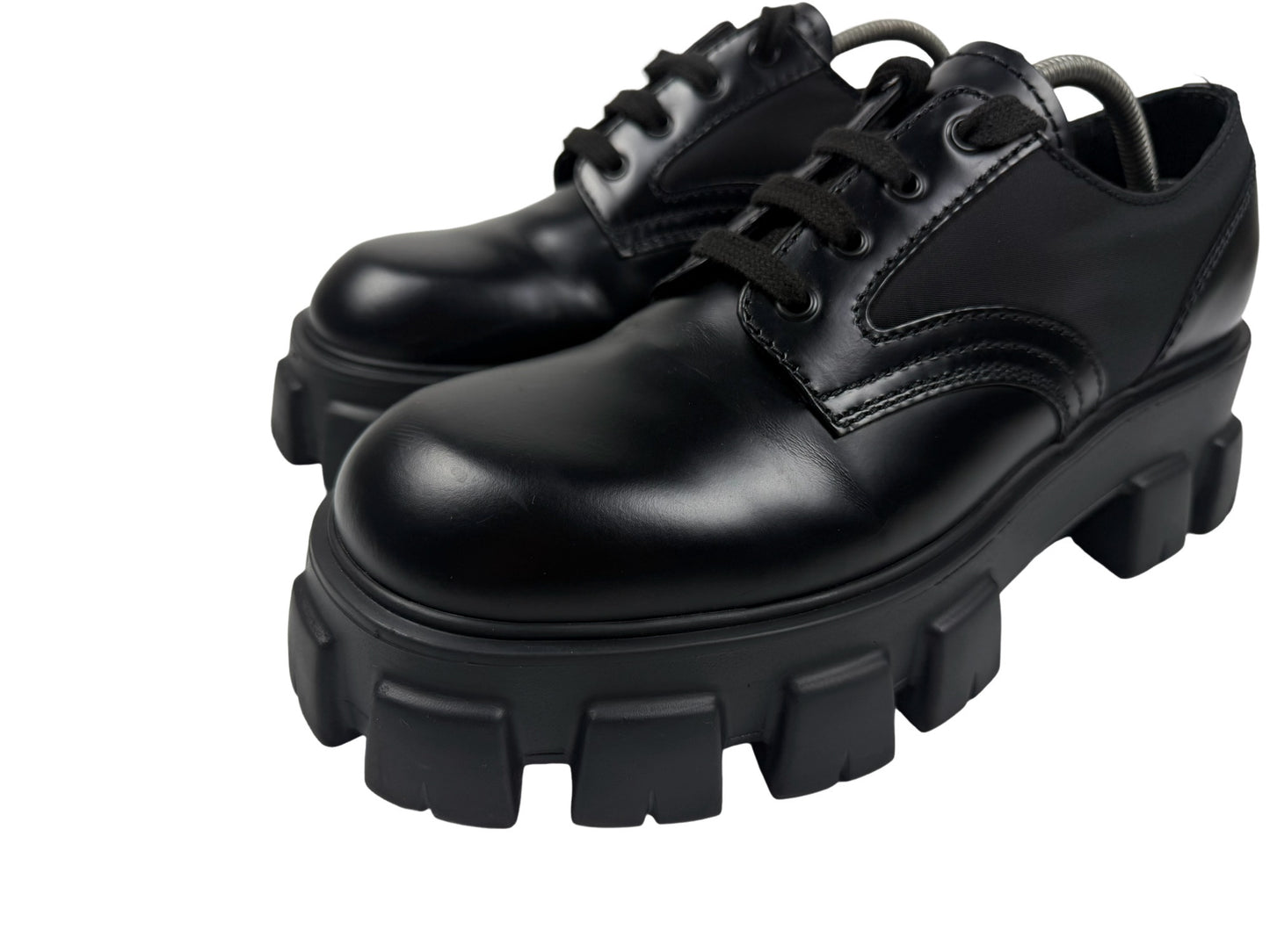 Prada Monolith Brushed Leather Derby Shoes