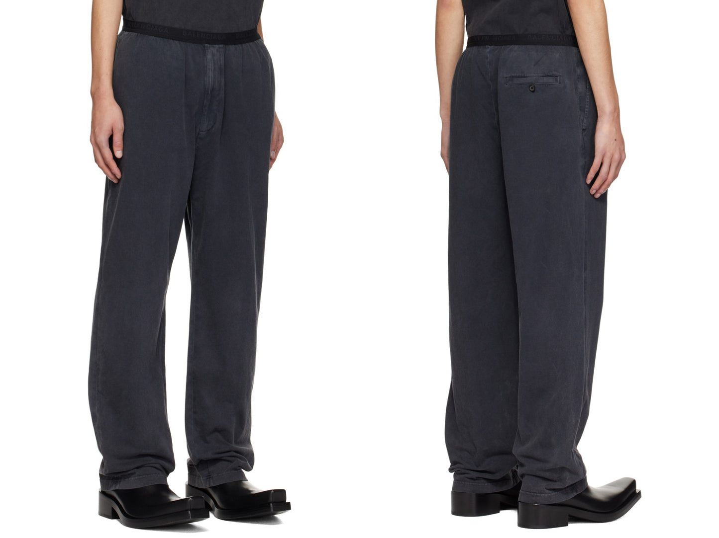 Balenciaga Washed Black Elastic Trousers