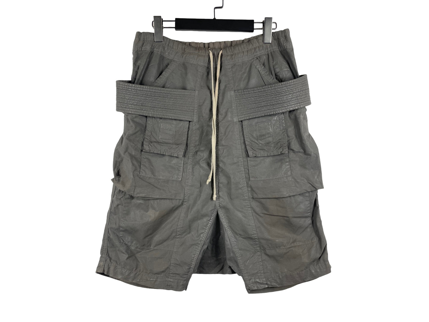 Rick Owens DRKSHDW Waxed Poplin Dark Dust Creatch Cargo Shorts SS15