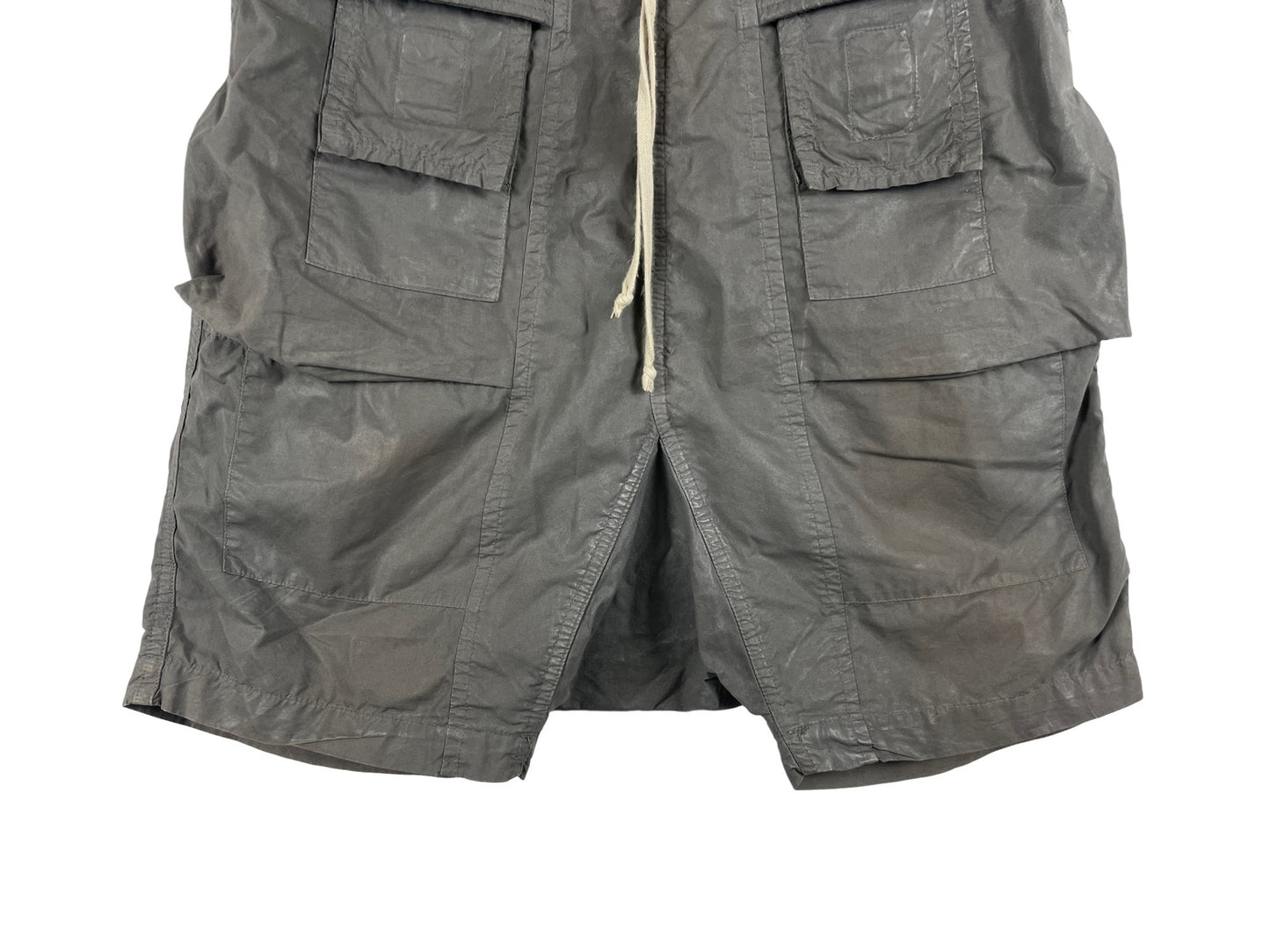 Rick Owens DRKSHDW Waxed Poplin Dark Dust Creatch Cargo Shorts SS15