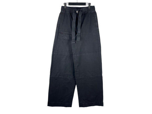 Dries Van Noten SS22 Strap Black Denim Wide-Leg Pants