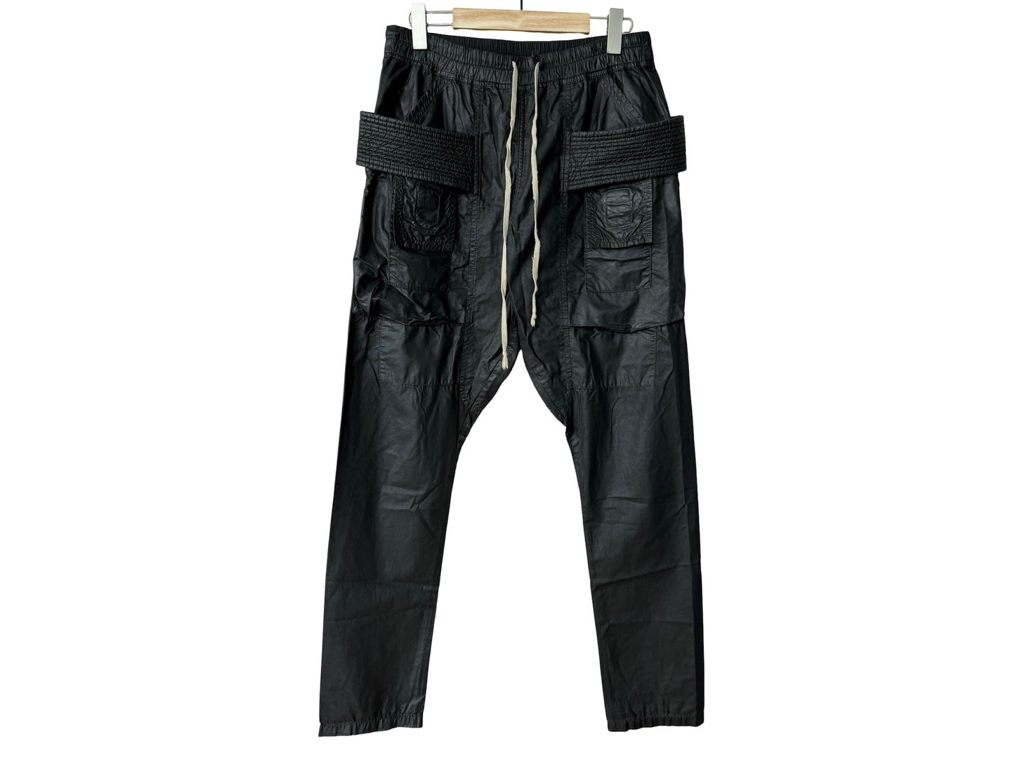 Rick Owens DRKSHDW Black Waxed Creatch Cargo Drawstring Pant SS15