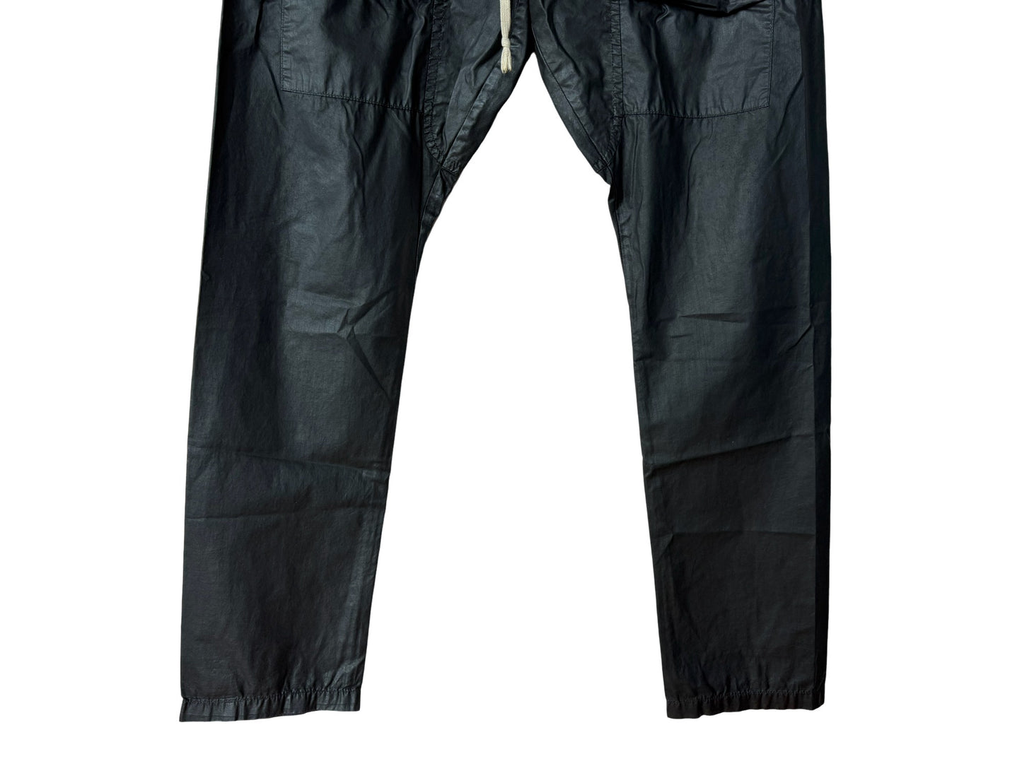 Rick Owens DRKSHDW Black Waxed Creatch Cargo Drawstring Pant SS15