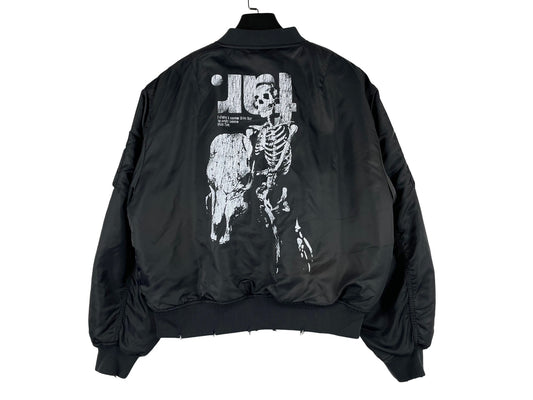 Far Archive Distressed Skeleton Printed MA-1 Bomber Jacket